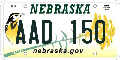 NE license plate AAD150