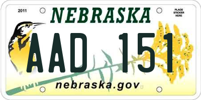 NE license plate AAD151