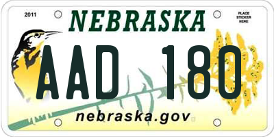 NE license plate AAD180