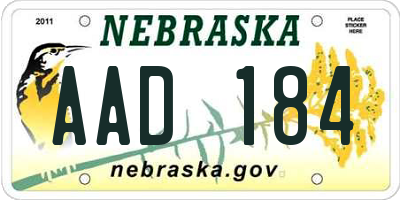 NE license plate AAD184