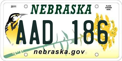 NE license plate AAD186