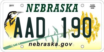 NE license plate AAD190