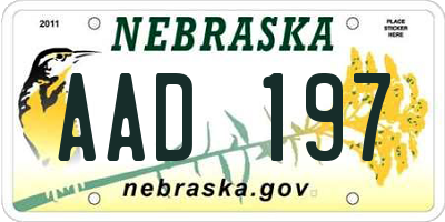 NE license plate AAD197