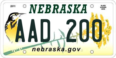 NE license plate AAD200