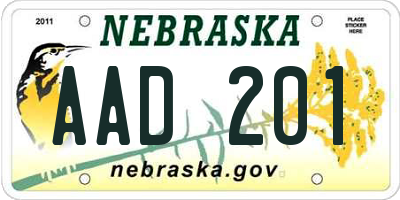 NE license plate AAD201