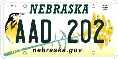 NE license plate AAD202