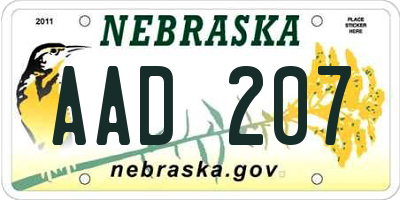 NE license plate AAD207