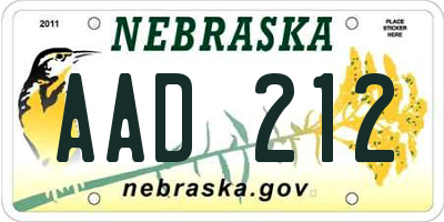 NE license plate AAD212