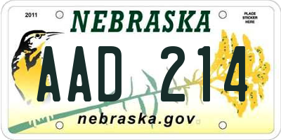 NE license plate AAD214