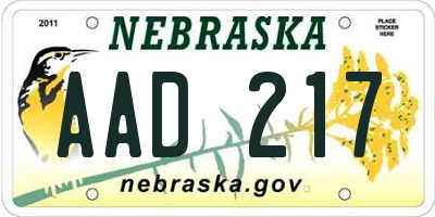 NE license plate AAD217