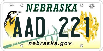 NE license plate AAD221