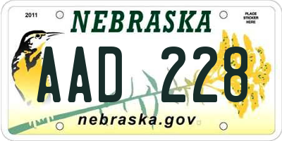 NE license plate AAD228