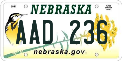 NE license plate AAD236