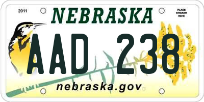 NE license plate AAD238