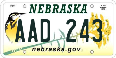 NE license plate AAD243