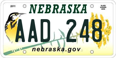 NE license plate AAD248