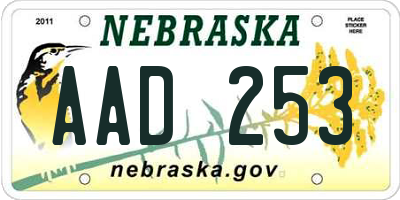 NE license plate AAD253