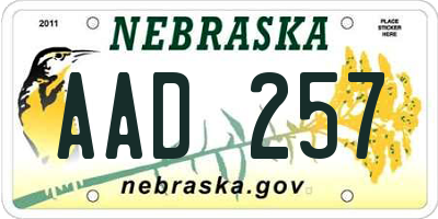 NE license plate AAD257