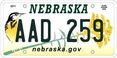 NE license plate AAD259