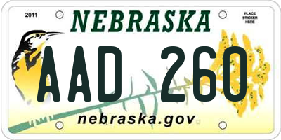 NE license plate AAD260