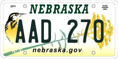 NE license plate AAD270