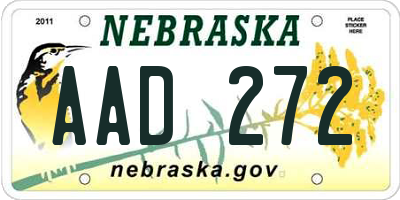 NE license plate AAD272