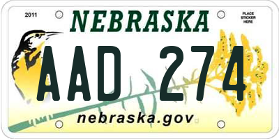 NE license plate AAD274