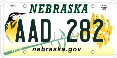 NE license plate AAD282