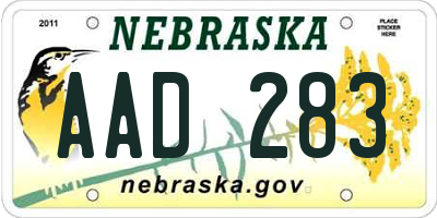 NE license plate AAD283