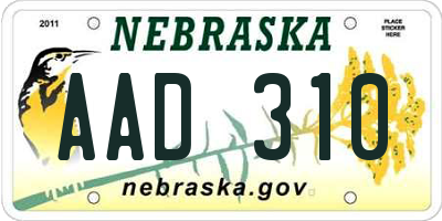 NE license plate AAD310