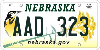 NE license plate AAD323