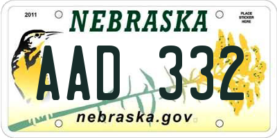 NE license plate AAD332