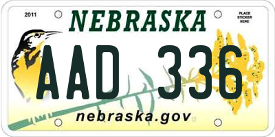 NE license plate AAD336