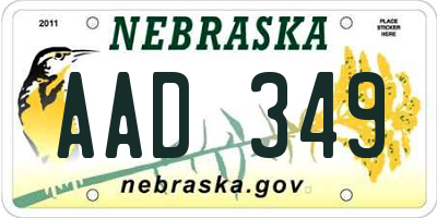 NE license plate AAD349