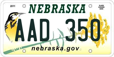 NE license plate AAD350