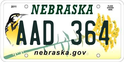 NE license plate AAD364