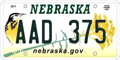 NE license plate AAD375