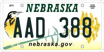 NE license plate AAD388