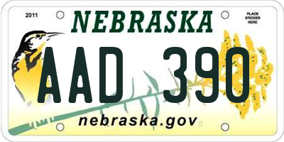 NE license plate AAD390