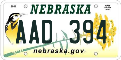 NE license plate AAD394