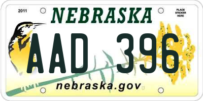 NE license plate AAD396