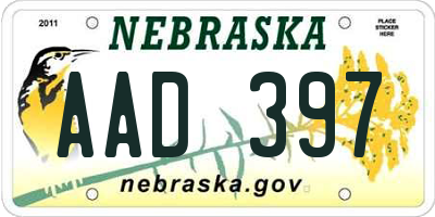 NE license plate AAD397