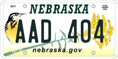 NE license plate AAD404