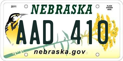 NE license plate AAD410