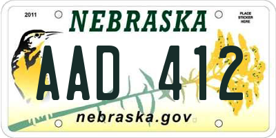 NE license plate AAD412