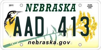 NE license plate AAD413