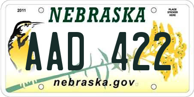 NE license plate AAD422