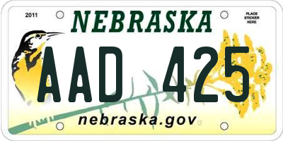 NE license plate AAD425