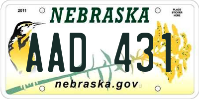 NE license plate AAD431
