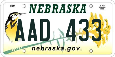 NE license plate AAD433